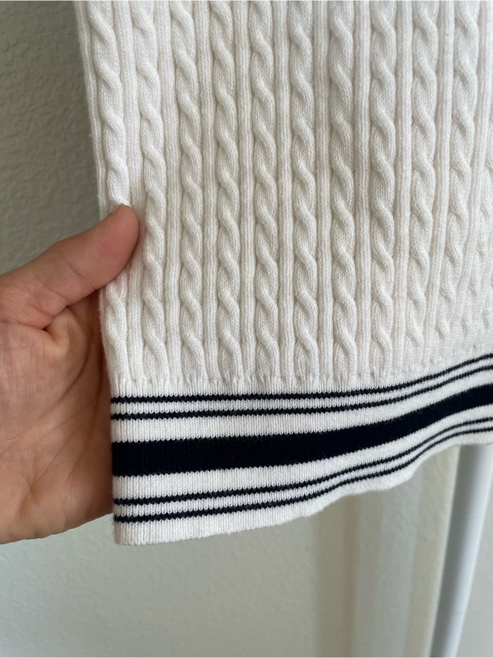 Lauren Ralph Lauren white cable-knit sleeveless turtleneck sweater vest Medium - Picture 3 of 7